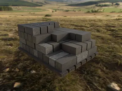 Game Ready Asset  Brick Pallet Half Free low-poly 3D model