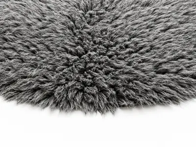 Round gray carpet fur 3D model