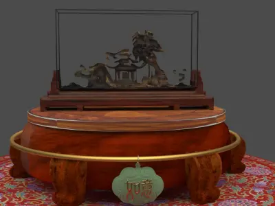  Chinese carved cork display stand  3D model