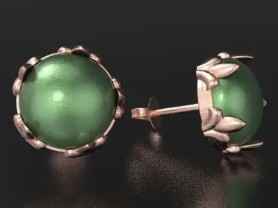 Earrings Studs with floral ornaments Royal lily 3D print model