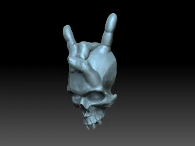 Skull with horns bas relief 3D print model