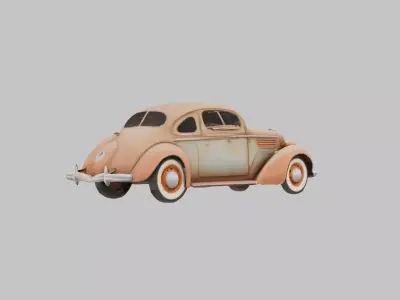 Vintage Convertible Car Low-poly 3D model