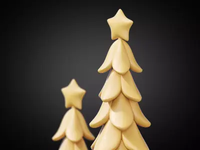 Stylized Christmas Tree Set 01 3D print model