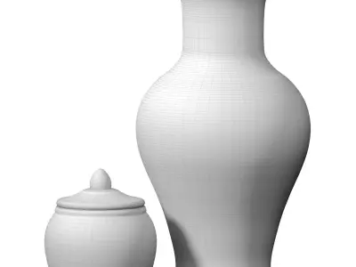 Chinese traditional decorative porcelain ceramic vase 3D model