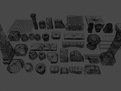 Ruins constructor Low-poly 3D model