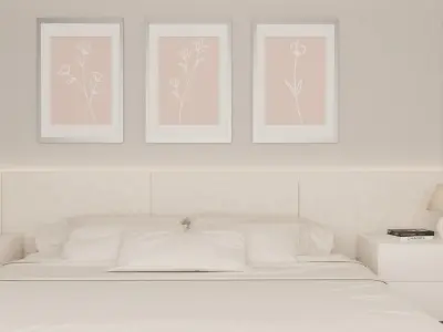 Minimalist beige neutral bedroom architectural visualization Free 3D model