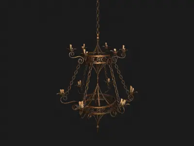 Game ready - Chandelier Low-poly 3D model