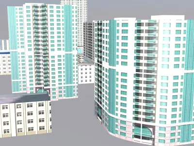 Modern birdseye view of urban planning Urban buildings office 3D model