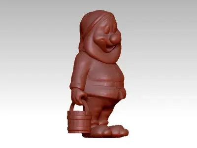 Garden Gnome with Bucket of water 3D print model