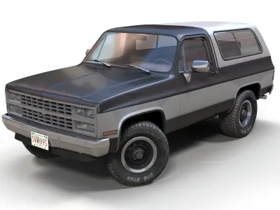 80s offroad car Low-poly 3D model