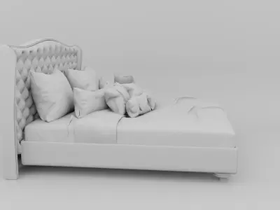 High Poly Luxury Bed 3D model