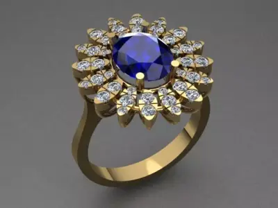 Luxury Sapphire Diamond Ring  3D print model