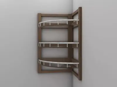 Modern Corner Wall Shelf 3D Model 3 Variants Wood And Glass Low-poly 3D model