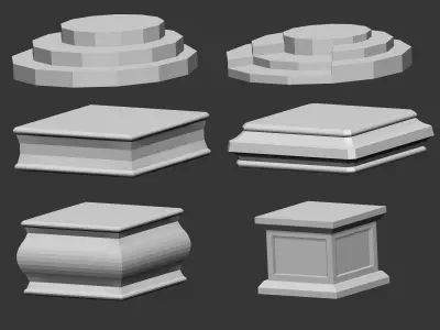 50 Low poly statue pedestal and podium base mesh IMM 3D model