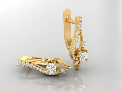 Earring E5 The luxury female earring with gems 3D print model