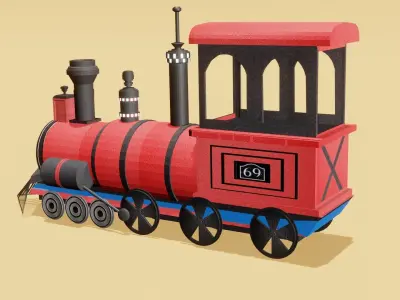 Cartoon Train Free low-poly 3D model