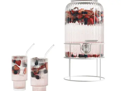 Refreshing lemonade with berries 3D model