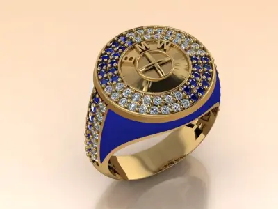 The Bavarian Apex Signet Ring jewelry 3D model - for him 3D print model