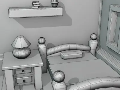 low poly isometric room  Low-poly 3D model