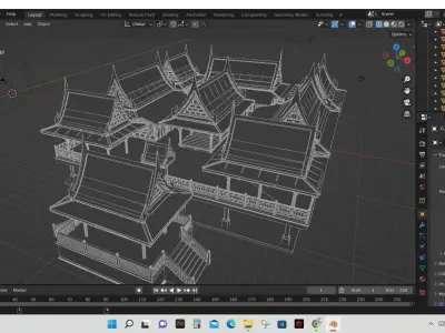 Thai architecture  songthai ancient Low-poly 3D model