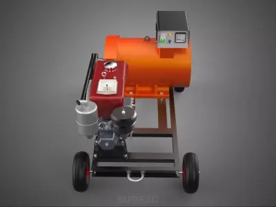 PORTABLE WHEELED DIESEL ENGINE POWER GENERATOR SET GENSET MOTOR 3D model