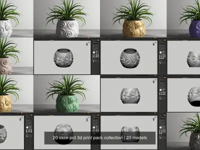 20 vase pot 3d print pack collection