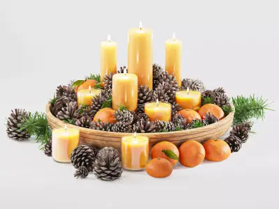 Christmas decorative set for interior decoration 01 3D model
