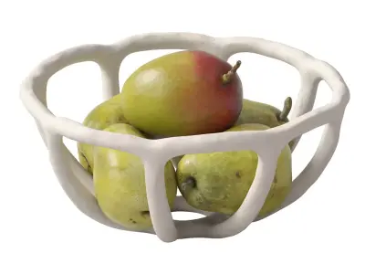 Nested bowl with pears and mango 3D model