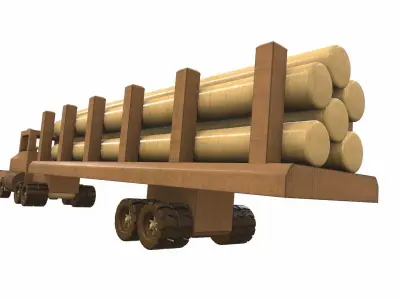 Wooden car toy truck and trailer 1 Free 3D model