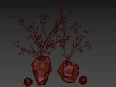  Minimal Stone Vase Set with Natural Texture 3D model