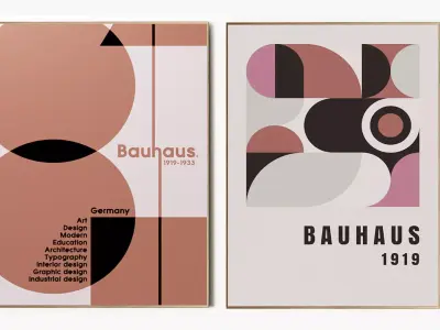 Bauhaus Red Purple Poster Set 3D model
