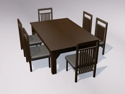 3d wooden dining table Low-poly 3D model