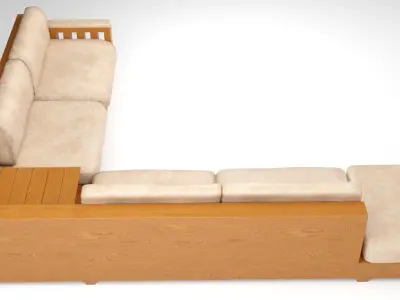 SOFA   L SEAT LOW-POLY AND PBR 3D MODEL Low-poly 3D model
