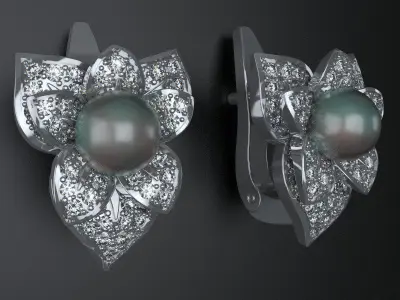 Earrings with flower 3D print model