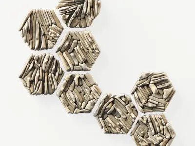 Hexagon panel branch splinter n5 3D model