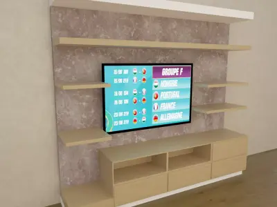 tv set stand with shelves and Free 3D model