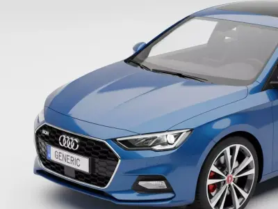 Sleek Blue Generic Hatchback Concept 3D model