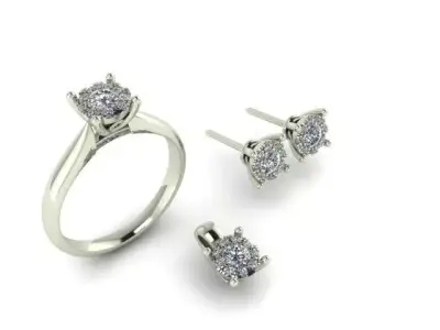 diamond ring earring pendant set 22 3D print model