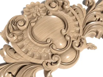Cartouche-004 carved ornate crown molding 3D model