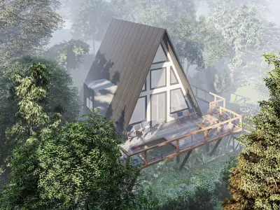 A frame house model 3ds max render lumion floor plans  autocad  3D model