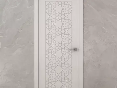Interior door with carved arabian pattern 3D model