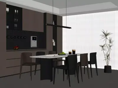 Modern Light Luxury Restaurant 3D model