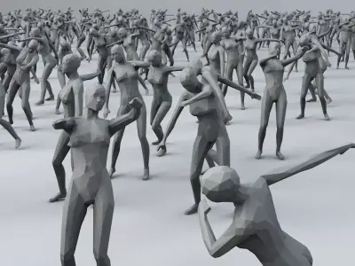 15 Lowpoly Women Sport Fitness Dance Activity Poses Low-poly 3D model