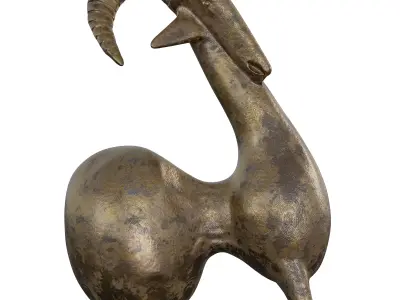 Antique Stylized Goat Statue - Bronze Animal Sculpture 3D Model Low-poly 3D model