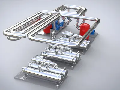 Industrial boiler room 3D model