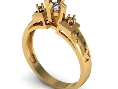 solitaire ring 3D print model 27