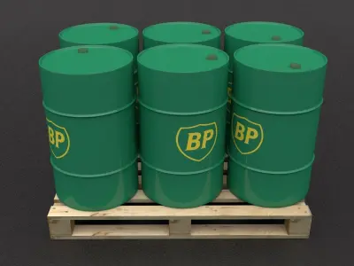 BP Barrel With Pallet Low-poly 3D model