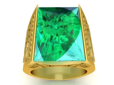 Luxury Dragon Engraved Square Gemstone Ring for Men 3371 3D print model