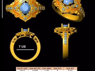 Beautiful ring for enameling 3D print model