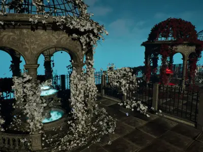Fountain of Youth UE5 Gazebo and Fountain modular asset pack Low-poly 3D model
